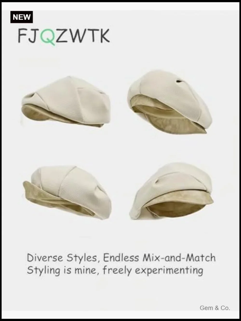 Women's Newsboy Hat with PU Leather Brim Convertible to Beret